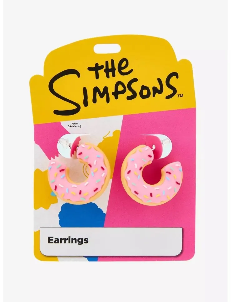 Hot Topic The Simpsons Pink Donut Hoop Earrings