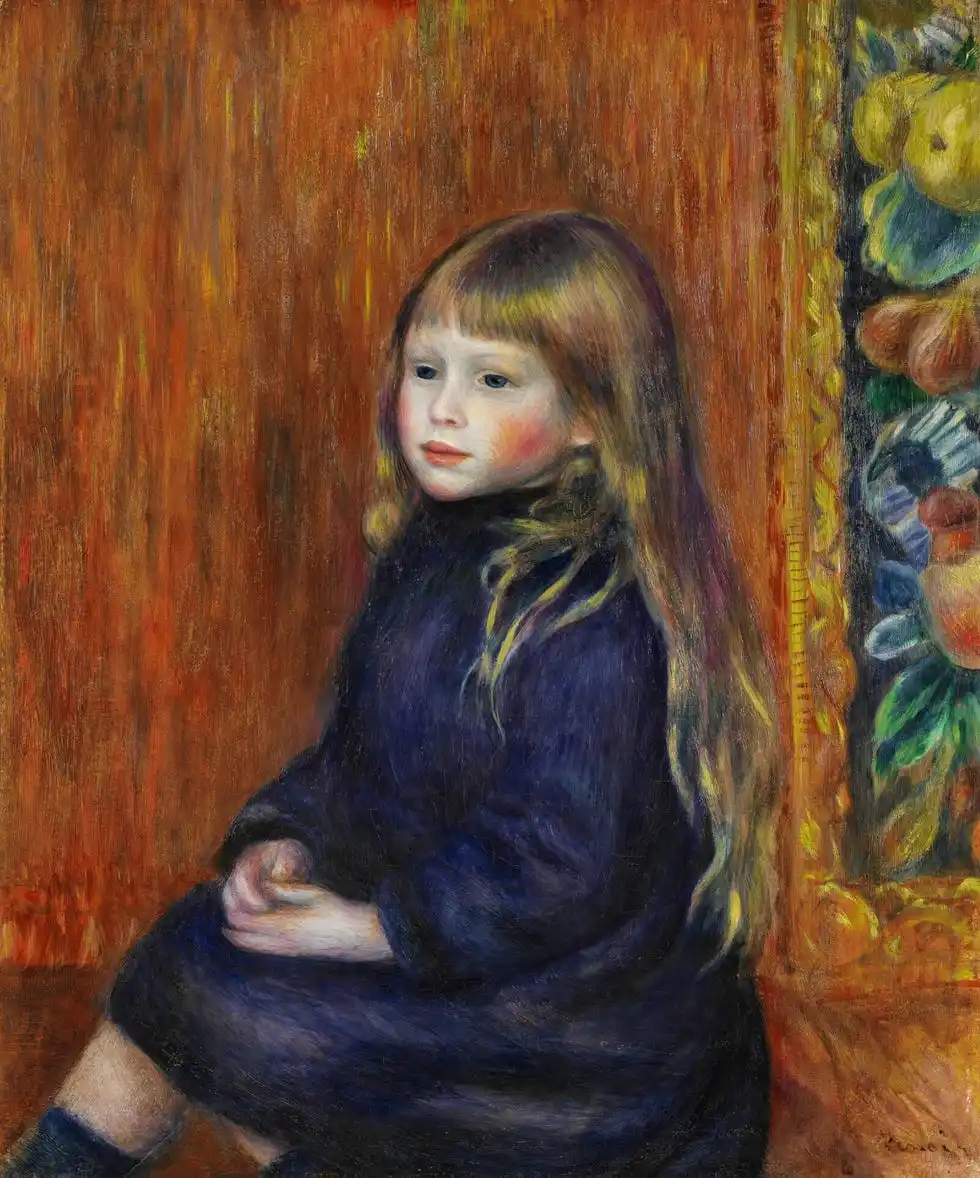 Enfant Assis En Robe Bleue (Portrait Dedmond Renoir Fils)