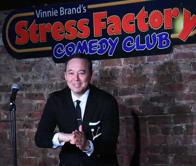 NEW BRUNSWICK, NJ - MARCH 15: Steve Byrne performs at The Stress Factory Comedy Club on March 15, 2025 in New Brunswick, New Jersey. (Photo by Bobby Bank/Getty Images)