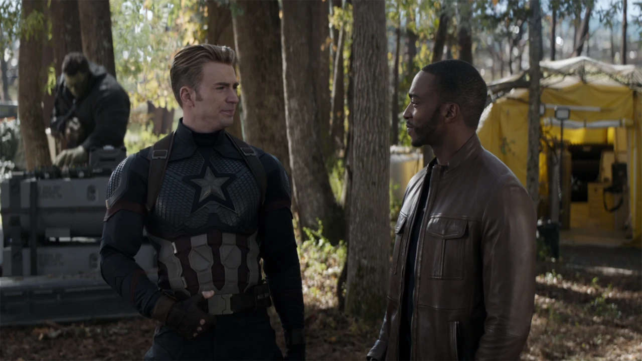 Captain America and Sam Wilson in Avengers: Endgame