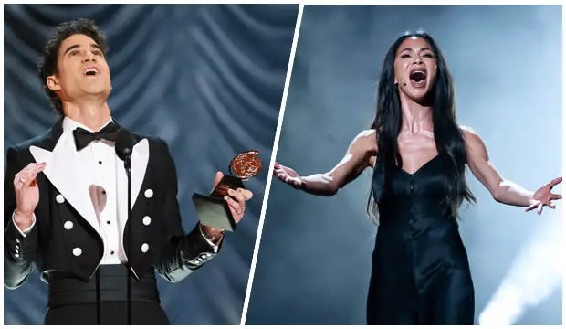 Darren Criss and Nicole Scherzinger at 78th Tony Awards - Credit: Theo Wargo/Getty Images for Tony Awards Productions