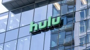 A Hulu logo on an office building.