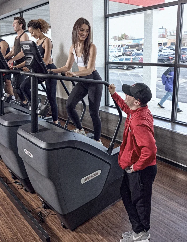 woman on a stairmaster at the gym
