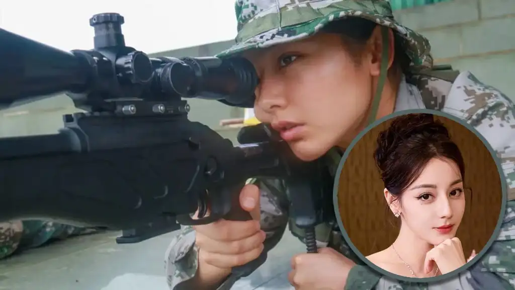 A woman soldier in China, famed for her striking resemblance to the actress Dilraba Dilmurat, is an elite sniper. Photo: SCMP composite/military.cnr.cn/Weibo