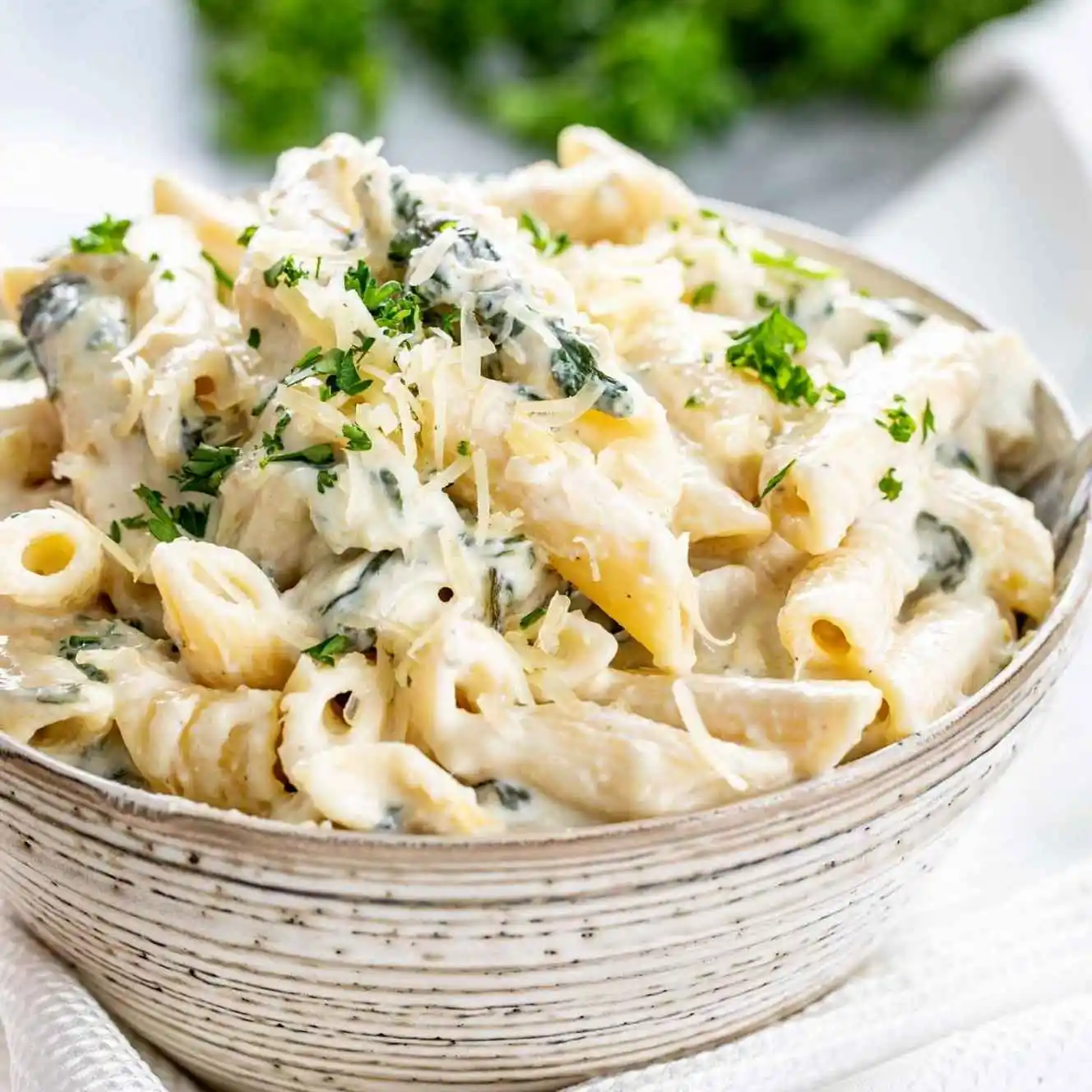 Spinach–Artichoke Pasta with “Parmesan”