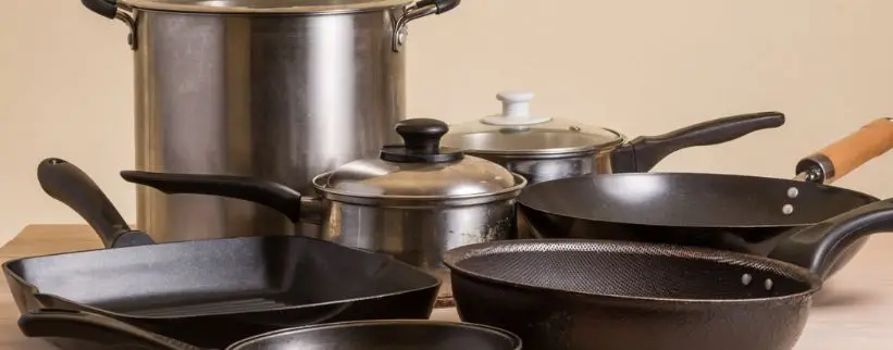 A pan set that also serves as storage for additional culinary utensils can help you save valuable counter space. 