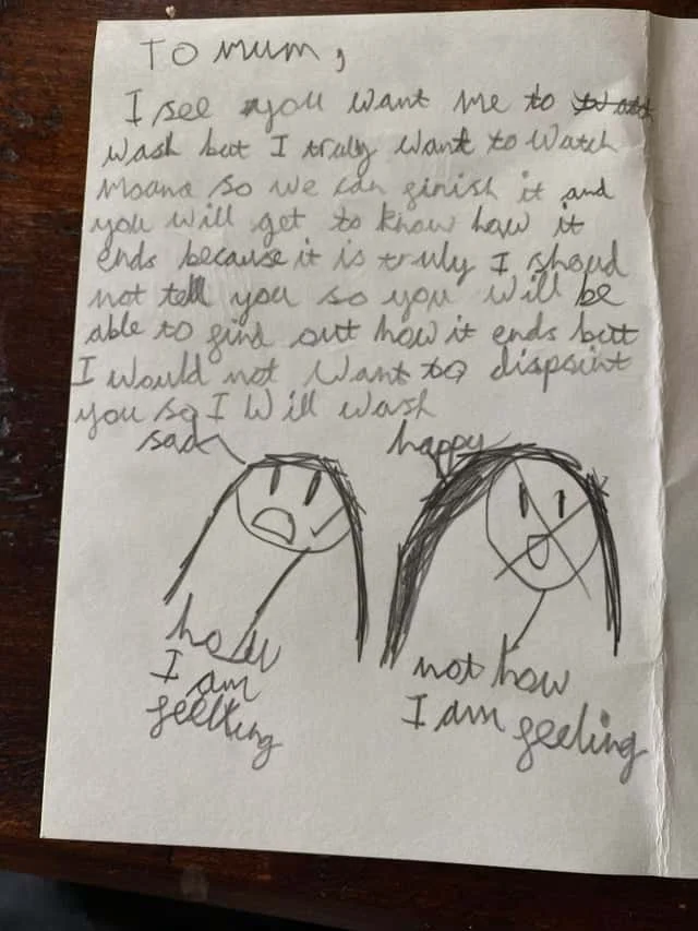 Seven-year-old writes a passive-aggressive letter to mom for ...