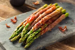 Homemade Prosciutto Wrapped Asparagus with Salt and Pepper