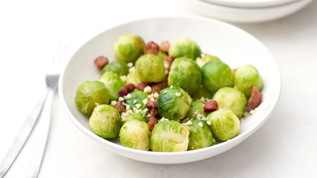 Steamed Brussels sprouts cooked in an Instant Pot