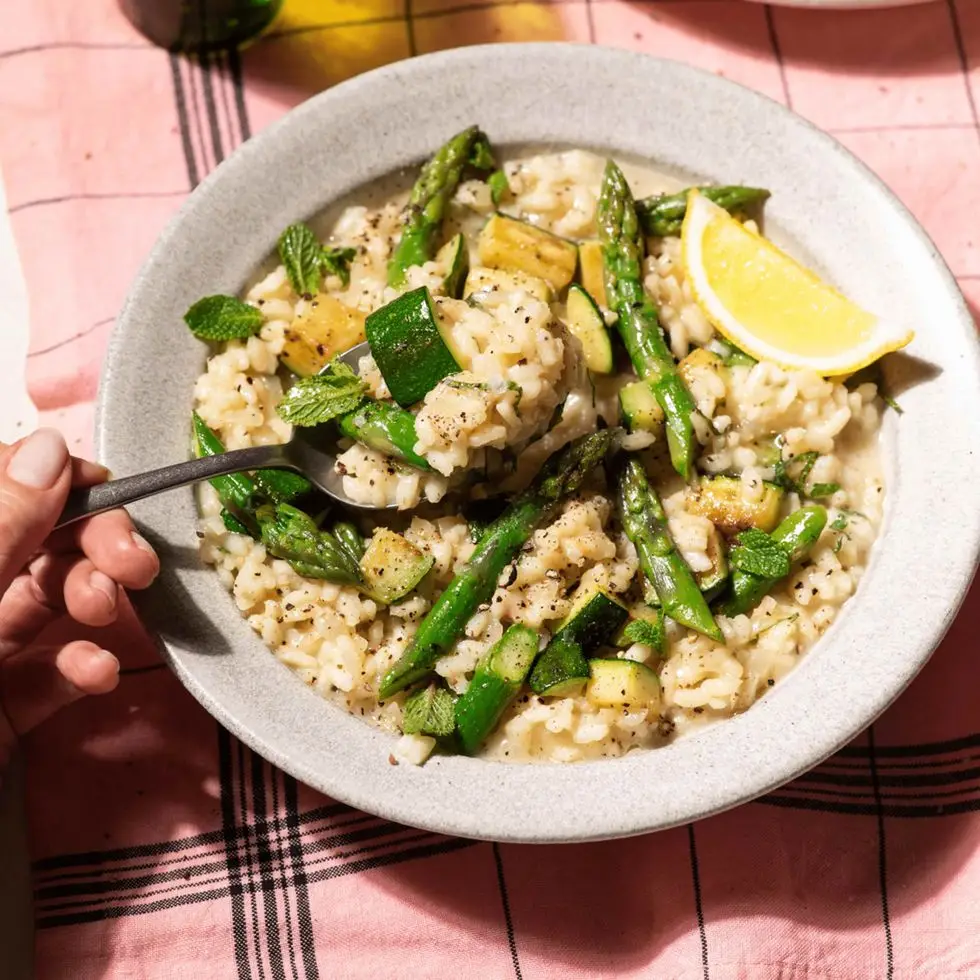 grubby meal kit spring asparagus and courgette risotto