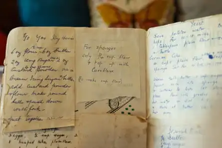 Cook and author Liz Harfull with some of her grandmother’s treasured recipe notebooks.