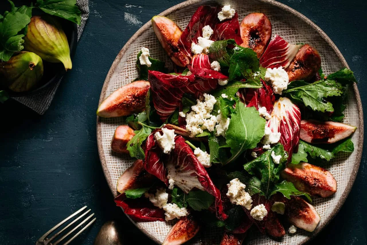 Radicchio, fig and goats cheese with caramelised balsamic