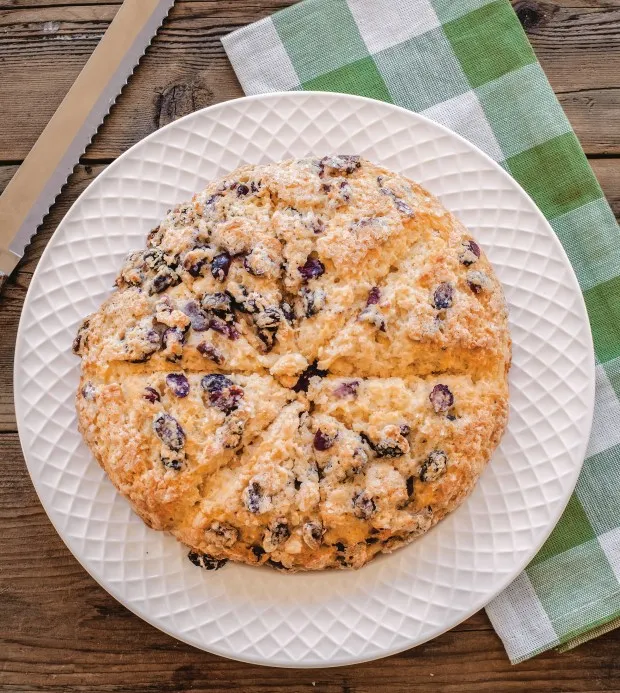 Sweet Irish Soda Bread with Currants and Raisins is perfect for St. Patrick's Day. Serve it warm with a generous dollop of creamy Irish butter. You can add caraway seeds if you like for an interesting sweet and savory twist, (Courtesy of Ken