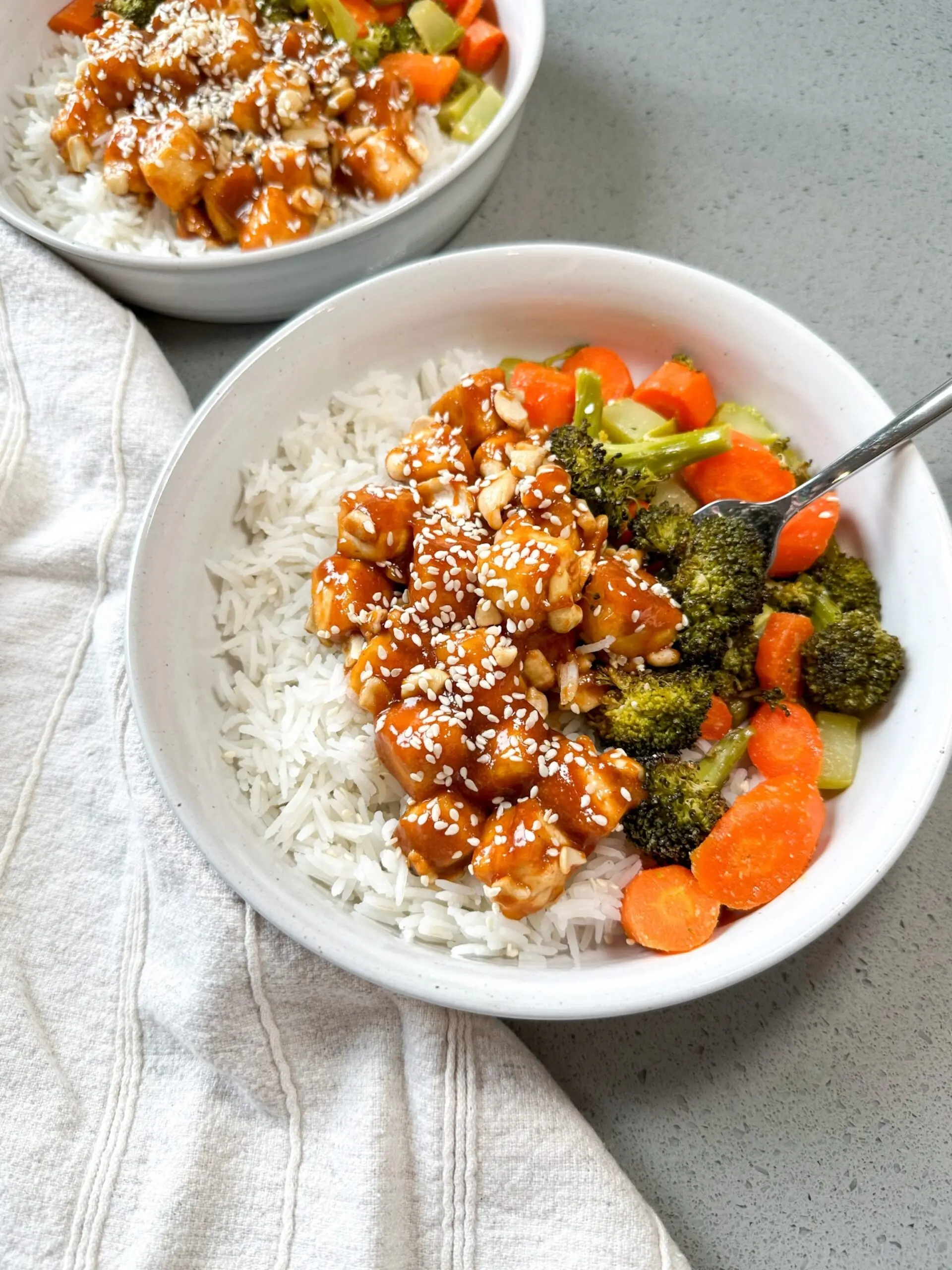 PHOTO: A tofu and veggie rice bowl from Jenn Lueke's March meal prep.