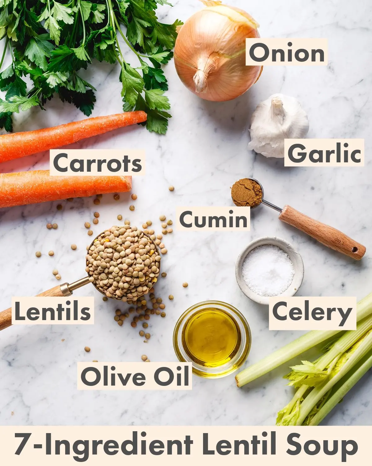 Ingredients for lentil soup