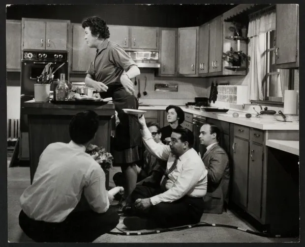Julia Child and production crew at Cambridge Electric Kitchen. 1963. (Paul Child / The Schlesinger Library, Harvard University)