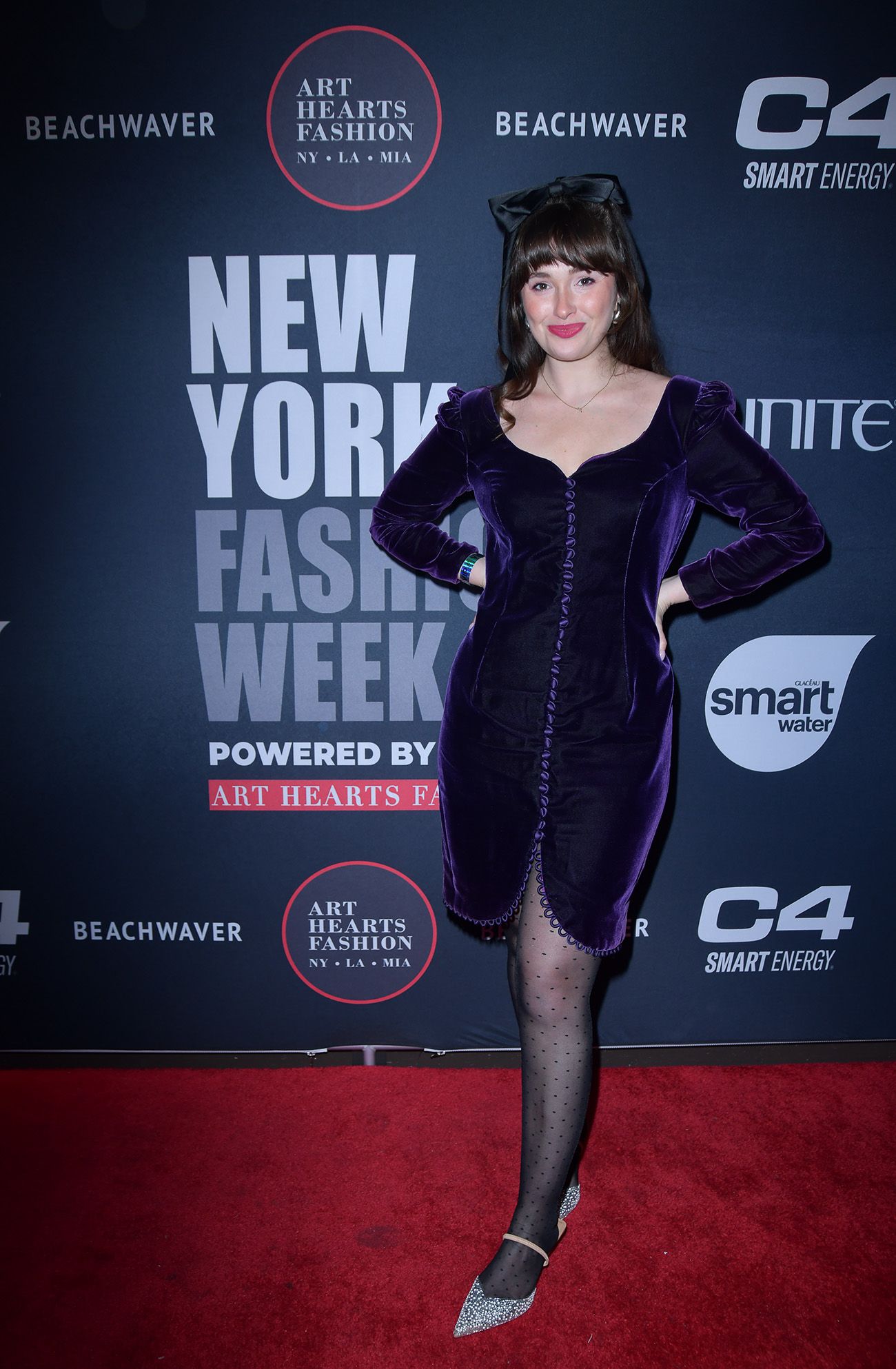 NEW YORK, NEW YORK - FEBRUARY 08: Julia Rose Taylor arrives on the red carpet during New York Fashion Week Powered by Art Hearts Fashion at The Angel Orensanz Foundation on February 08, 2024 in New York City.  (Photo by Mark Gunter/Getty Images for Art Hearts Fashion)