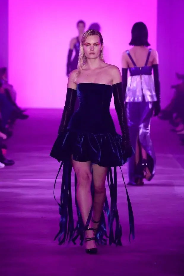 NEW YORK, NEW YORK - FEBRUARY 09: A model walks the runway at the Bach Mai fashion show during New York Fashion Week - February 2024: The Shows at Starrett-Lehigh Building on February 09, 2024 in New York City. (Photo by Arturo Holmes/Getty Images for NYFW: The Shows)