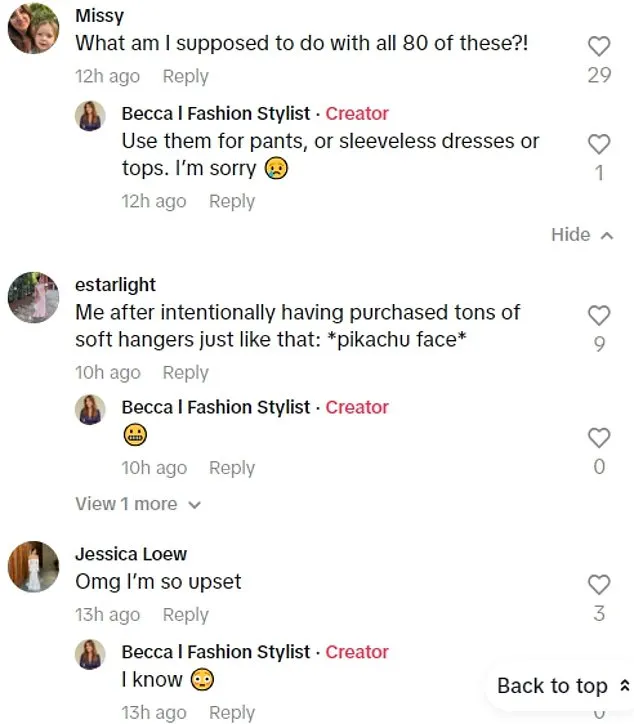 In the comments section of her video, some noted that they had noticed this happening when hanging clothes with velvet hangers