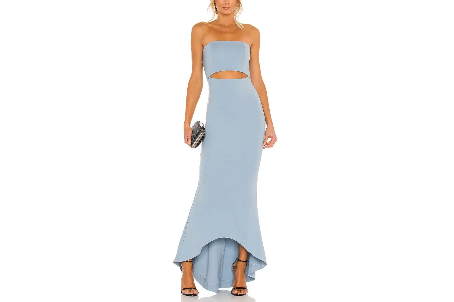 Woman wearing NBD June Gown in baby blue