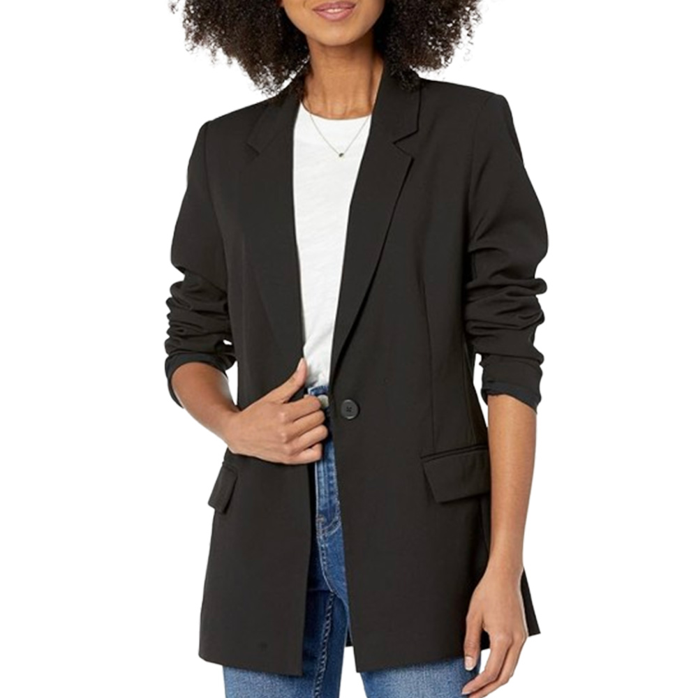 The Drop Women's Blake Long Blazer on white background