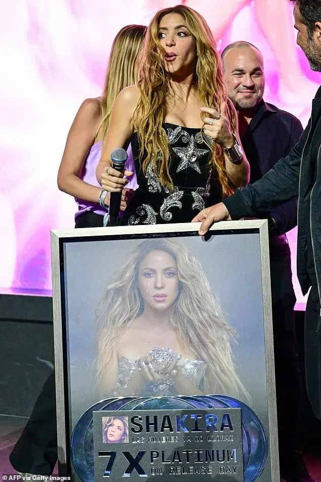 Shakira took to the stage to celebrate the new record which went 7x platinum on release day