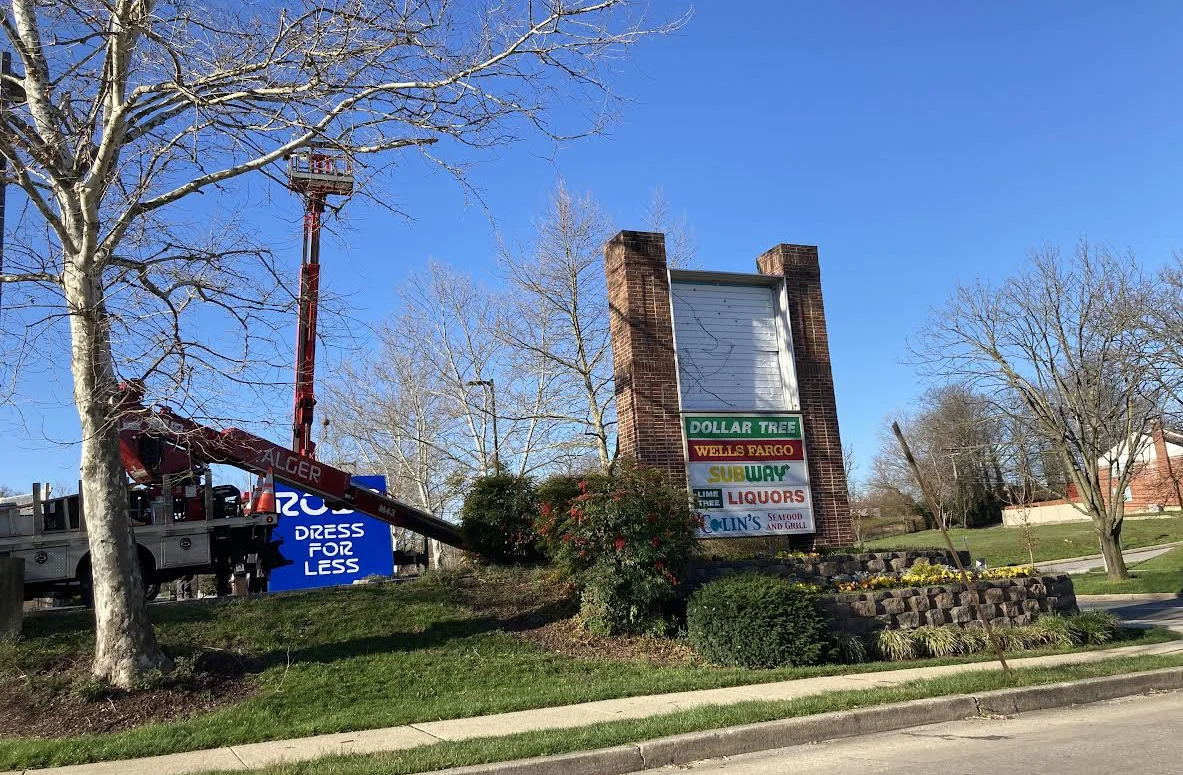 A Ross Dress for Less sign prepares to go up in north Baltimore