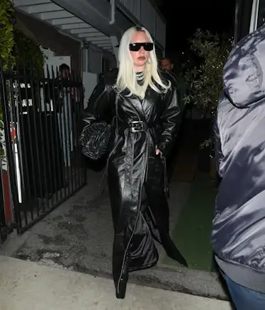 Lady Gaga is seen at Giorgio Baldi restaurant for her birthday dinner on March 27, 2024 in Los Angel...