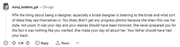 Her post was quickly flooded with lots of mixed comments as most users agreed that she was not in the wrong - branding her Not The A**hole (NTA)