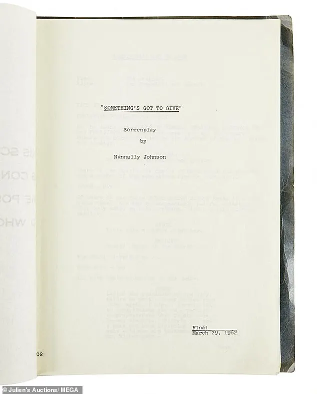 The screenplay for the unfinished motion picture, penned by Nunnally Johnson, was dated March 62, 1962, less than five month's before Monroe's passing