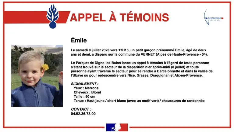 Missing French boy pic -  Emile released by French police Pic:Gendarmerie nationale https://twitter.com/Gendarmerie/status/1678072484392845315