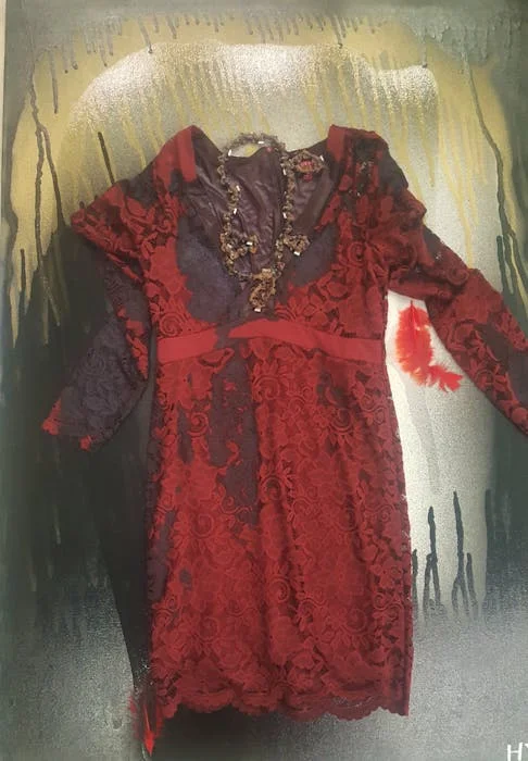 The Devil Dress painting is included in an exhibit by local artist Joanna Gilman Hyde that is on display at Th'YARC in Yarmouth for the month of April. - CONTRIBUTED