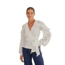 Product image of Farm Rio Off-White V Neck Blouse