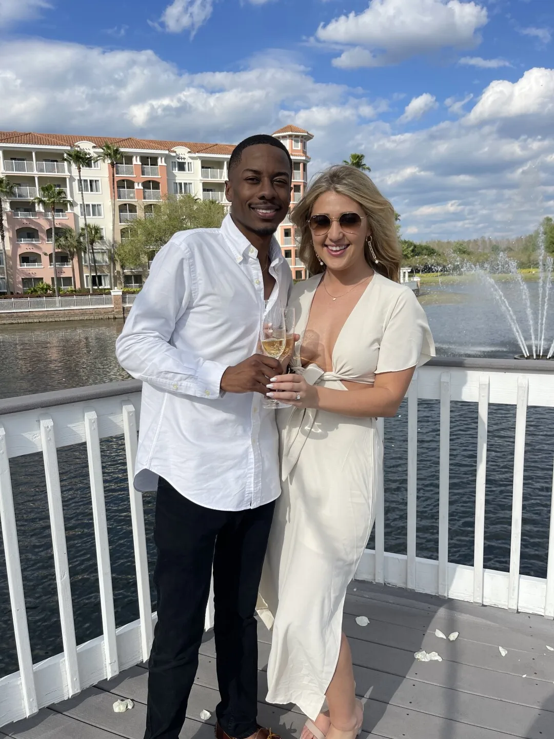 Maliq and Tanner pose after they got engaged in Florida