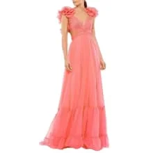 Product image of Mac Duggal Ruffle Tiered Cut-Out Chiffon Gown