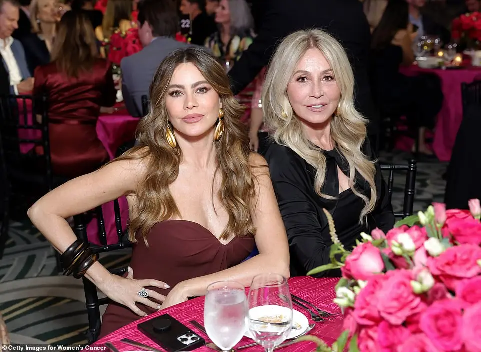 Sofia was pictured enjoying the evening inside next to Anastasia Soare