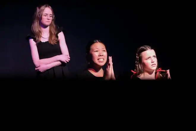 From left, Ayla Ercanbrack, Isabel Reyes and Mandolyn Binstead perform 