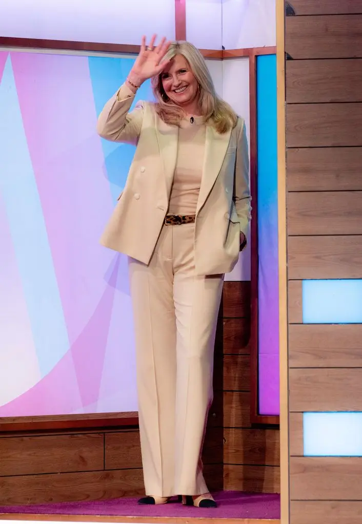 Penny Lancaster on loose women in beige suit