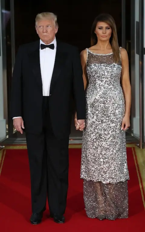 You can do posh sexy without causing a stir - like Melania Trump donning silver sequins with sheer panels in 2018