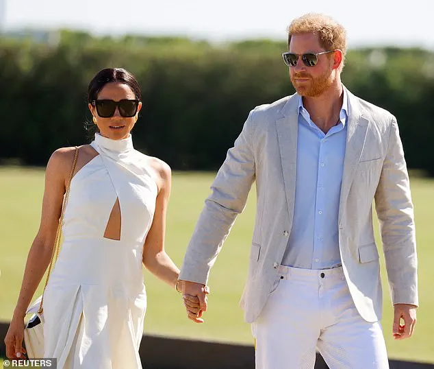 Meanwhile Harry opted for a pair of cream trousers, a pale grey jacket, and a crisp blue shirt, while donning some slip-on tan shoes