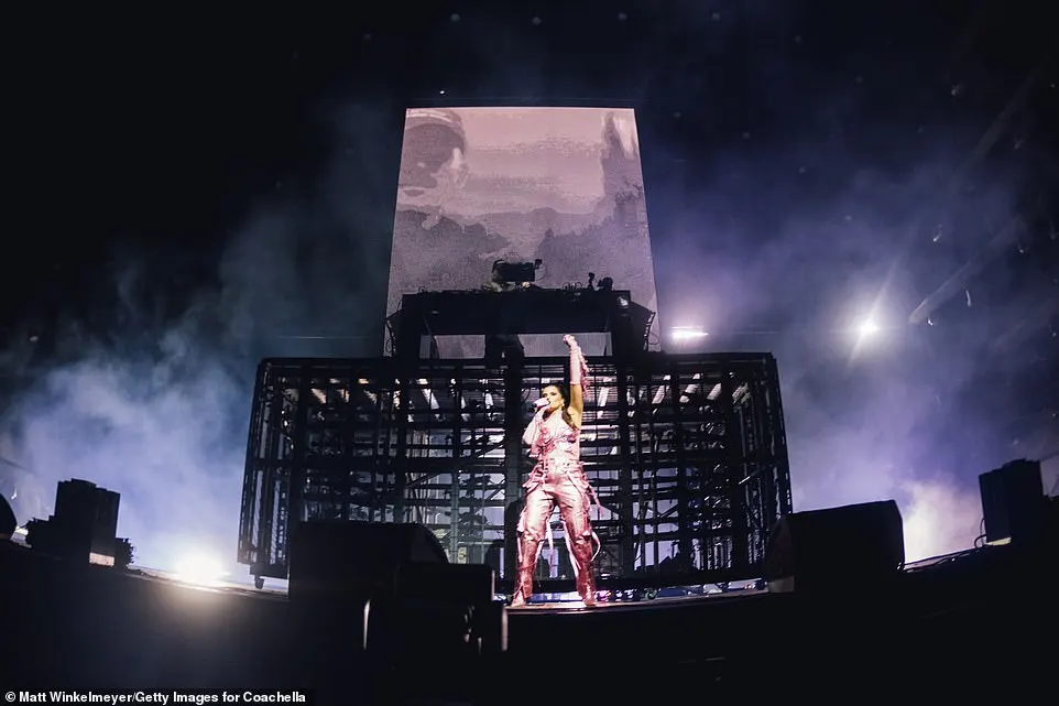 Furtado rocked a custom L.O.C.A. pink-metallic butterfly top, pants, and gloves to perform her 2023 collaboration Eat Your Man with the Australian DJ inside the Sahara Tent during the Coachella Valley Music and Arts Festival in Indio, CA