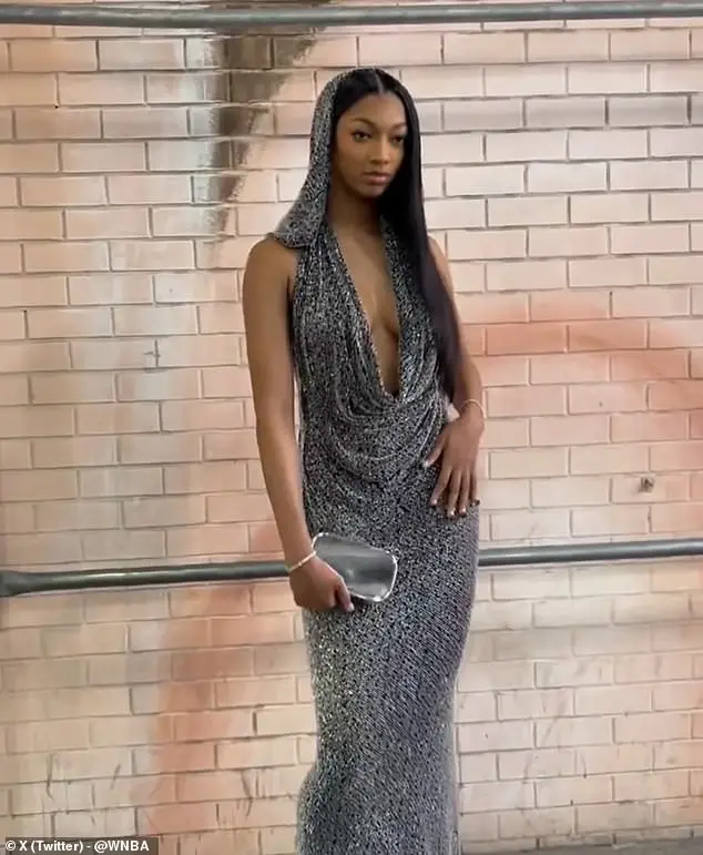 Former LSU star Angel Reese stunned in a black and silver dress for the 2024 WNBA Draft