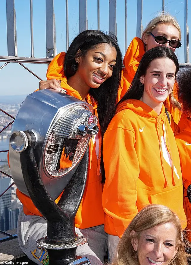 Reese, Caitlin Clark (R) and other draftees visited the Empire State Building before the draft