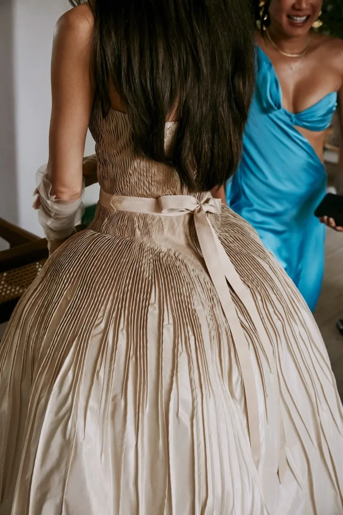 The back of Tofegh Laustrup’s dress