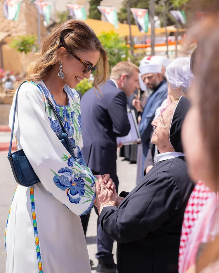 queen rania white floral dress