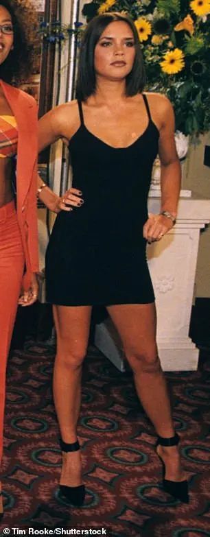Mel mirrored her Spice Girl bandmate Victoria Beckham in her little black dress (Victoria pictured in 1997)