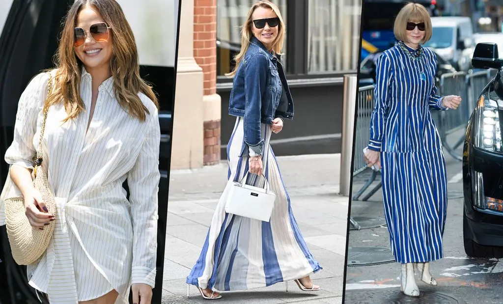 Chrissy Teigen, Amanda holden and Anna Wintour in striped dresses