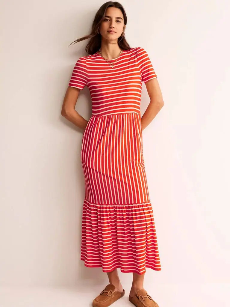 Midi Dress with a Patterned Jersey Midi Top Boden Emma