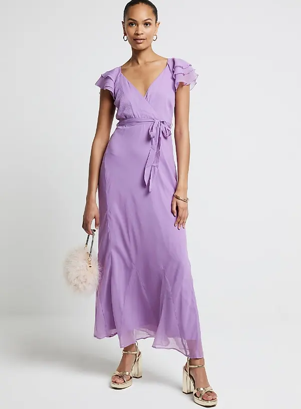 river island lilac ruffle maxi dress