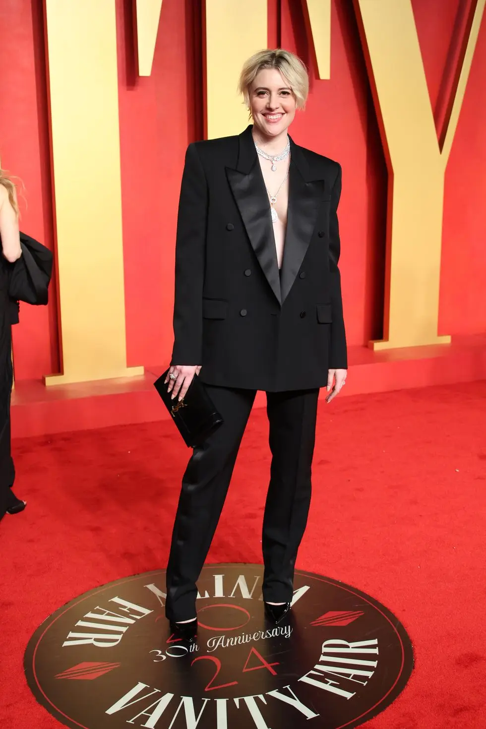 greta gerwig saint laurent le smoking suit